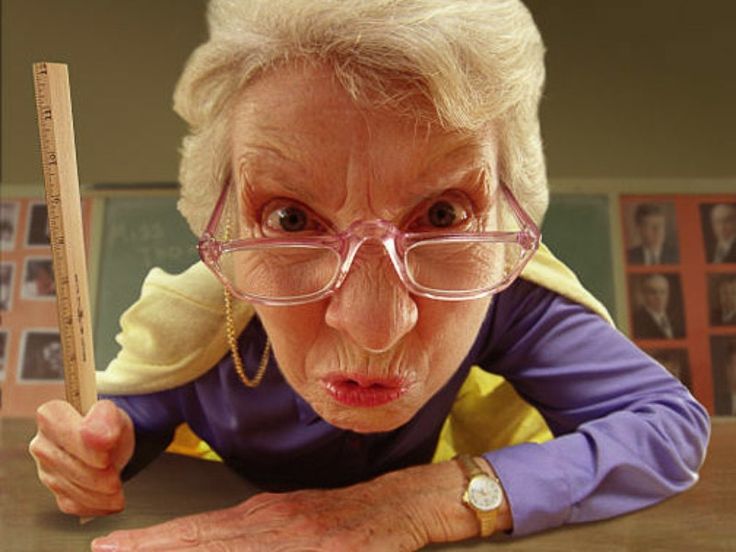 A mean librarian lady clsoe up 