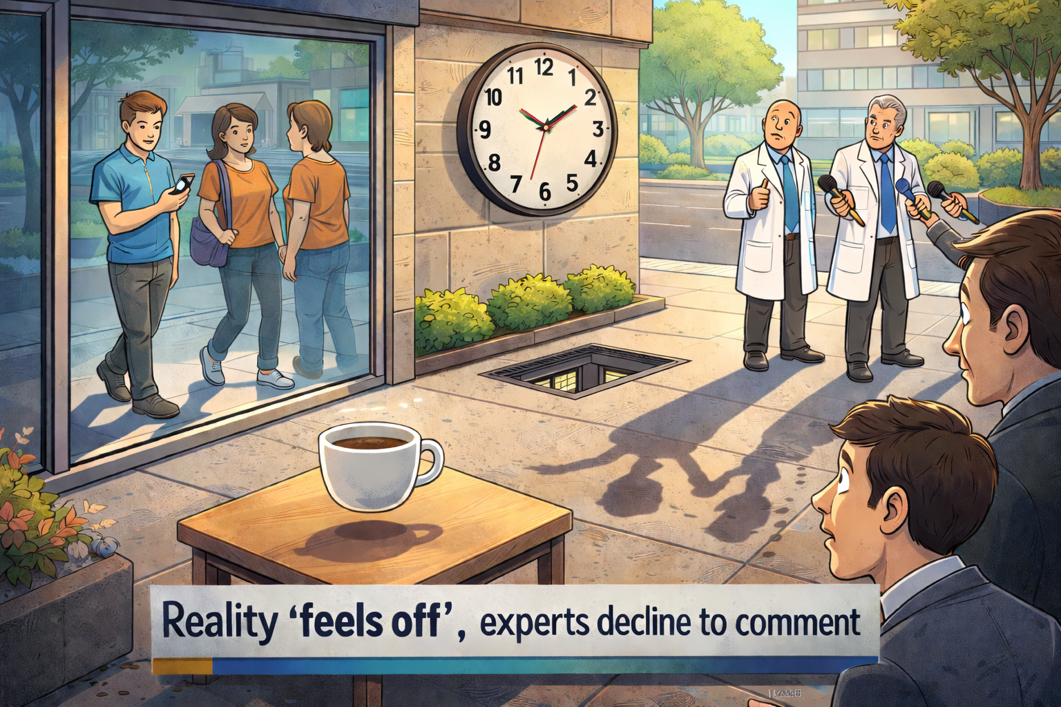 City scene with distorted reality