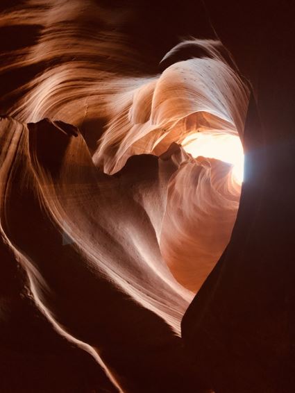 Sky light from the inside of the antelope canyon